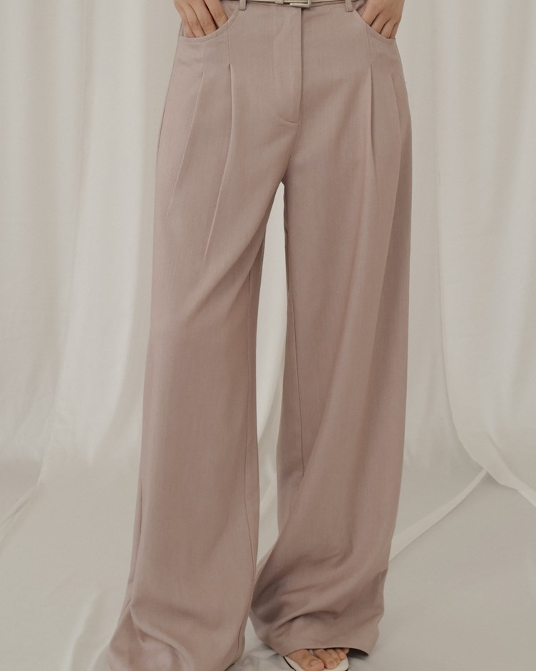 立體打摺鉤釦西裝寬褲