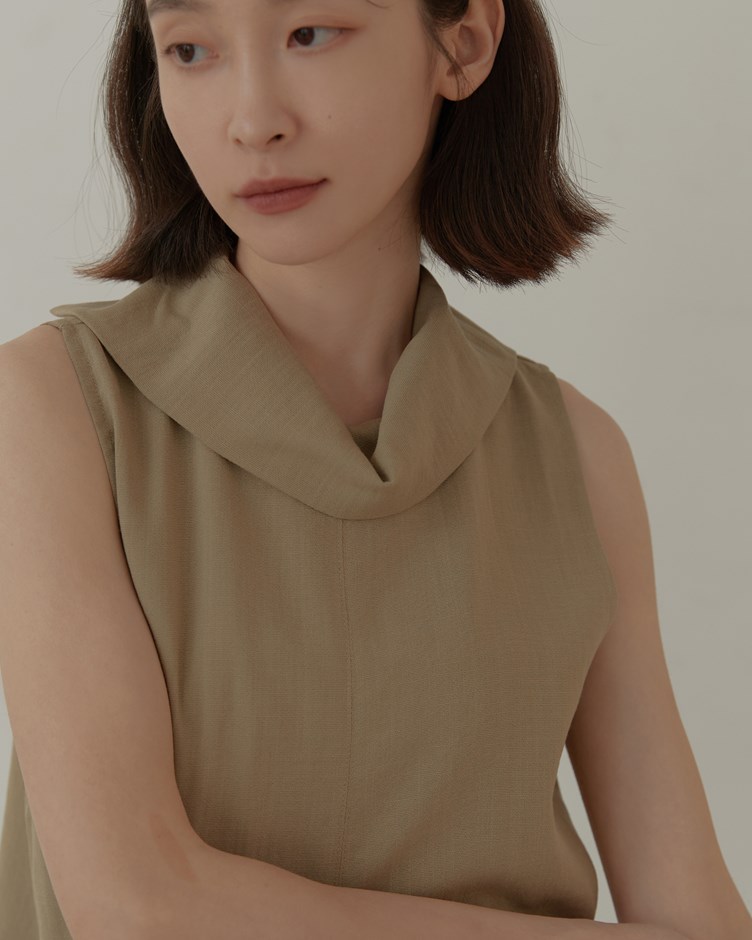 不規則翻領棉麻背心