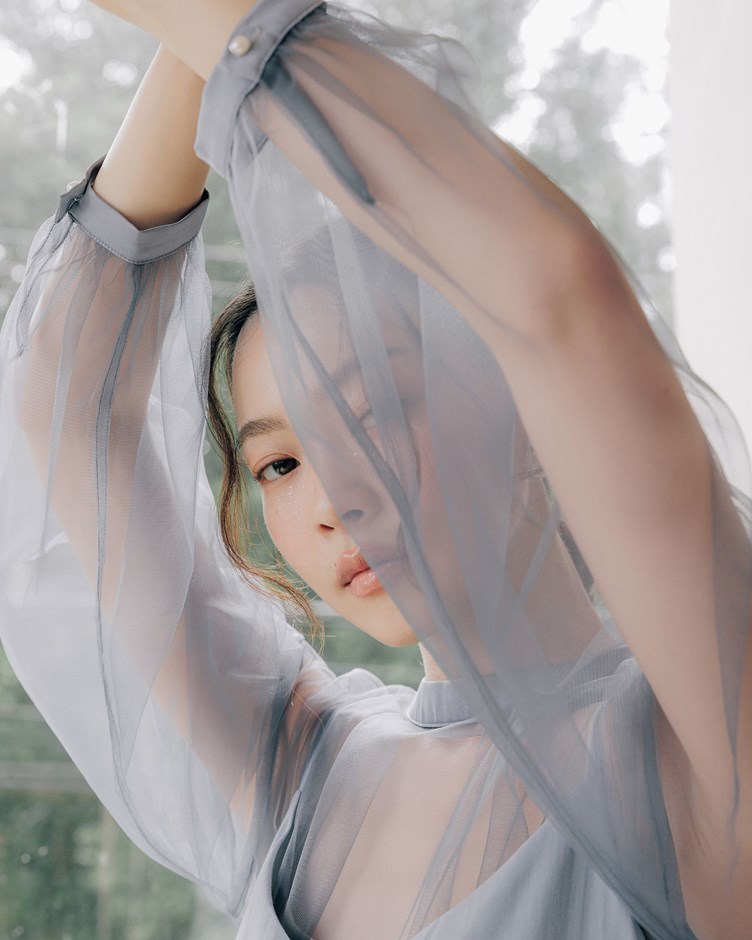 仙女輕透感網紗上衣(附背心)