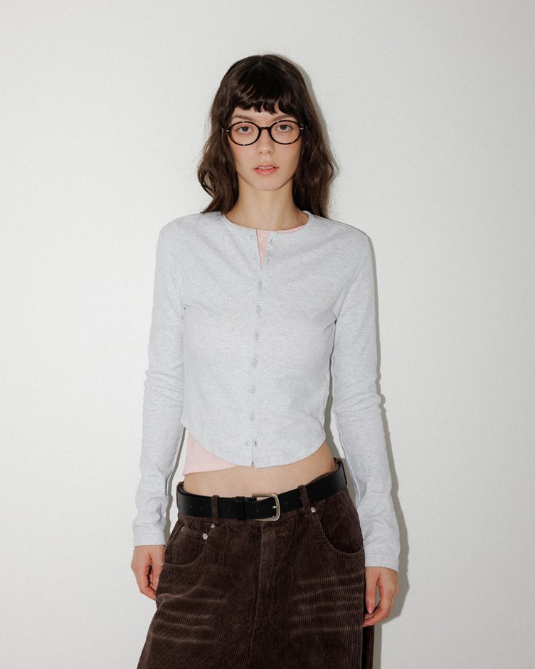 水柔棉圓弧修身排釦小外套