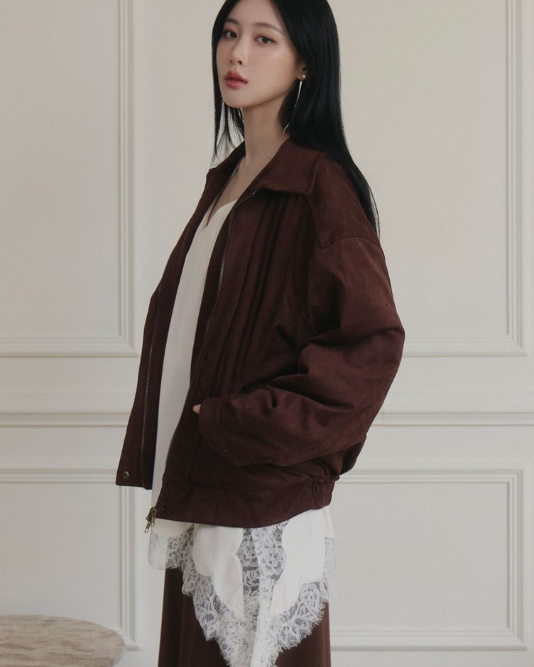 霧感牛皮絨立領夾克外套