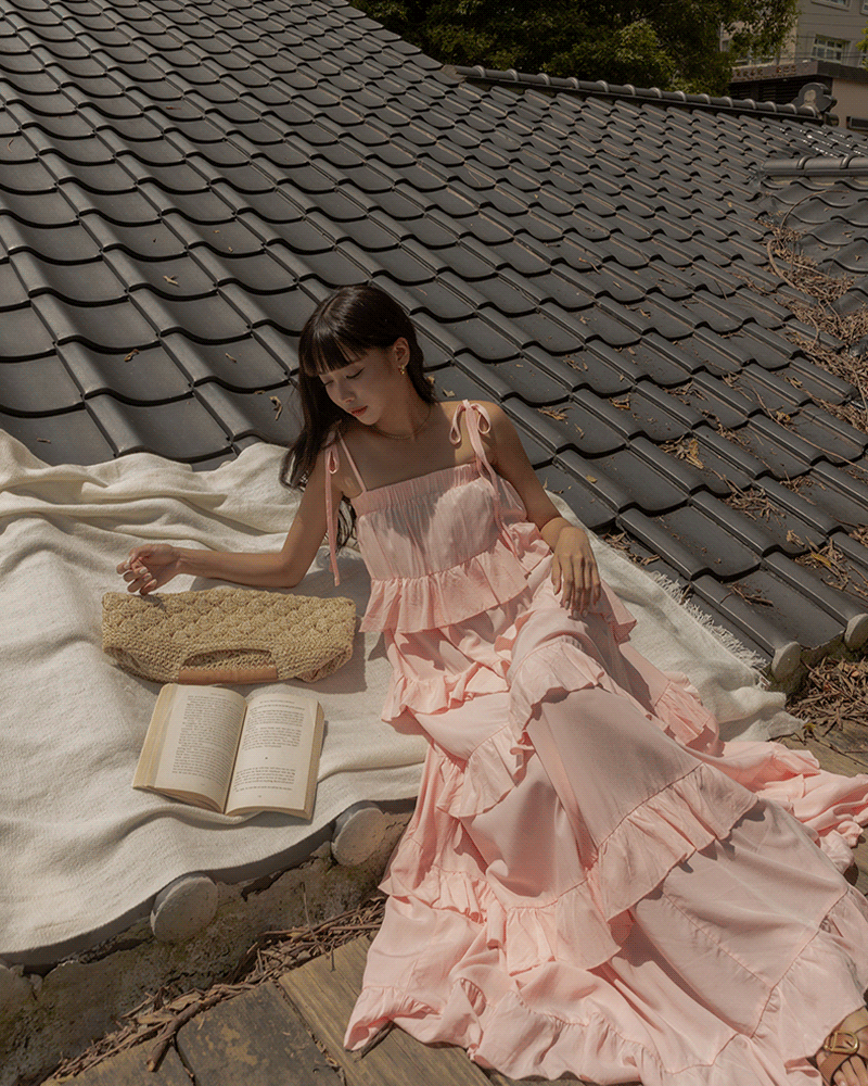 女神荷葉傘擺洋裝