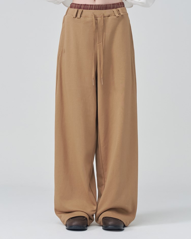 棉質雙褲頭抽繩寬褲