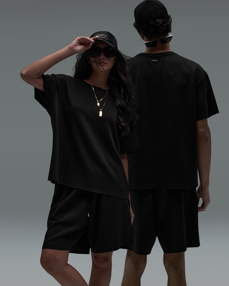 雲朵 UNISEX 寬版落肩短袖