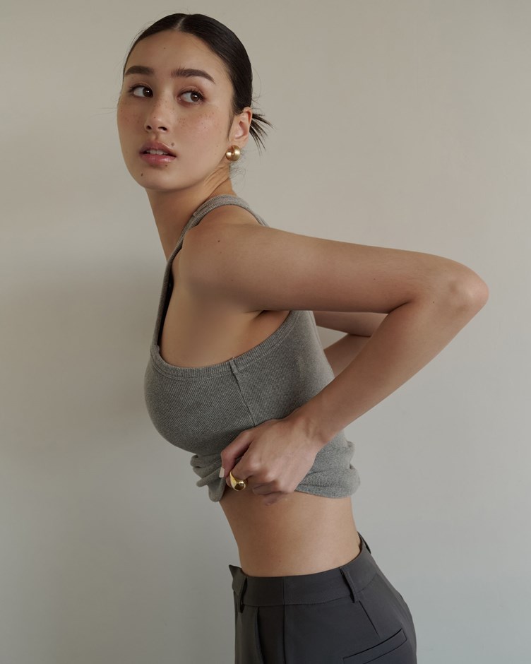 羅紋修身顯瘦削肩背心