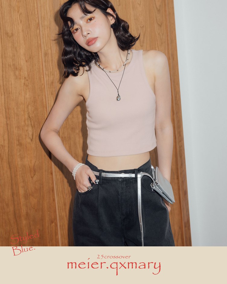 MARY-刺繡配色車線削肩BRA TOP