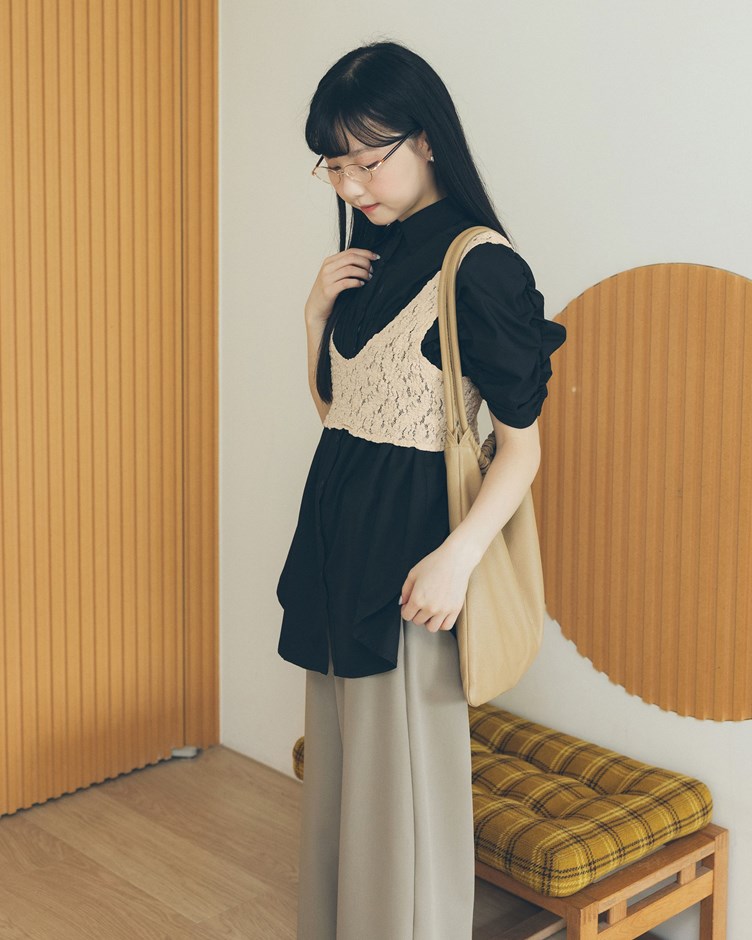 花朵蕾絲V領背心