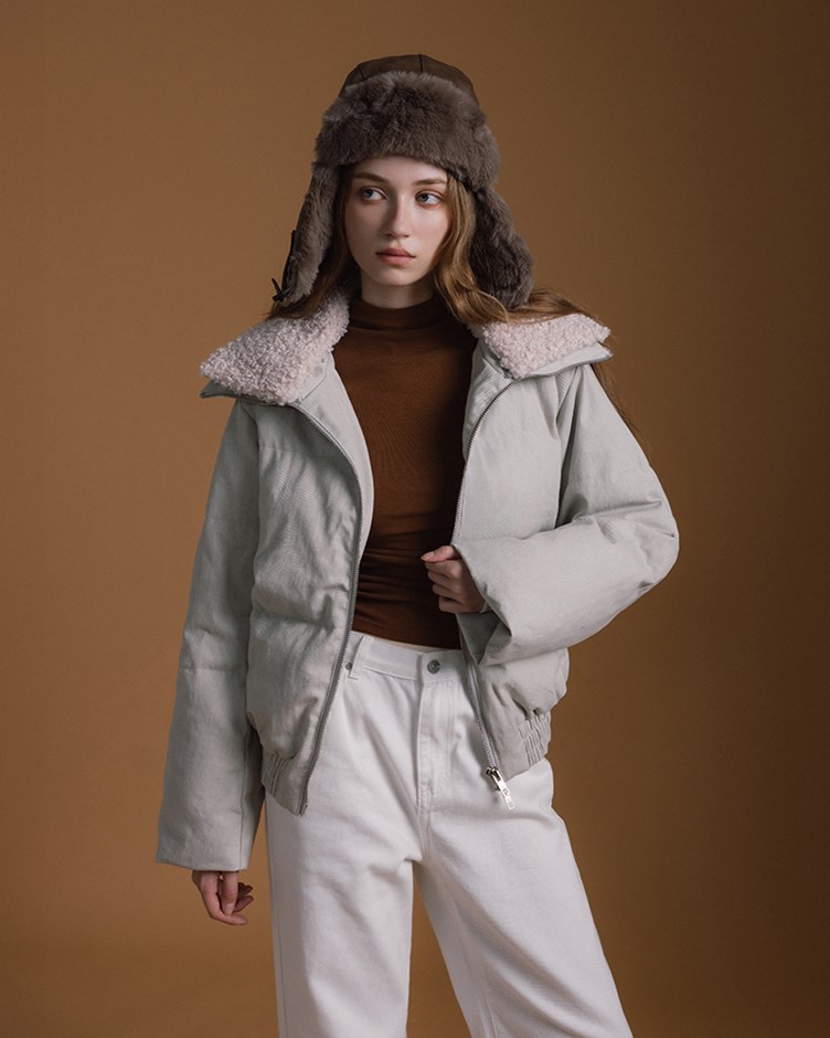 毛領牛仔感羽絨外套