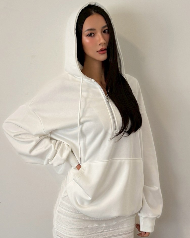Unisex半拉鍊連帽抽繩衛衣