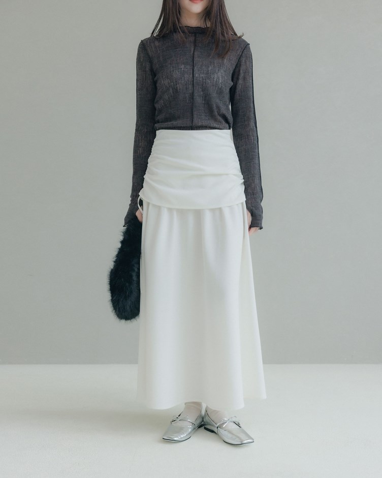 抽皺設計感層次長裙