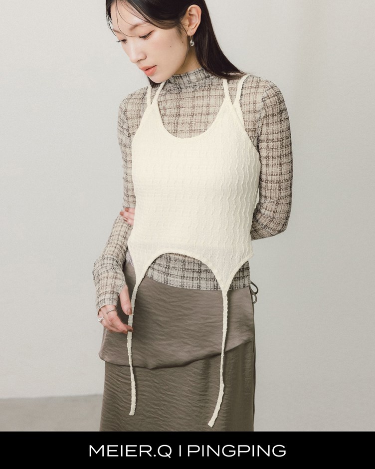 pingping-假兩件吊帶造型背心