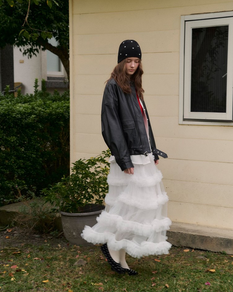 多層次抽皺荷葉澎澎長裙