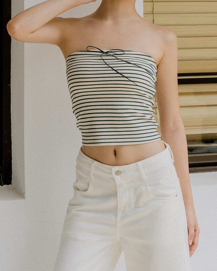 蝴蝶結條紋平口BRA TOP
