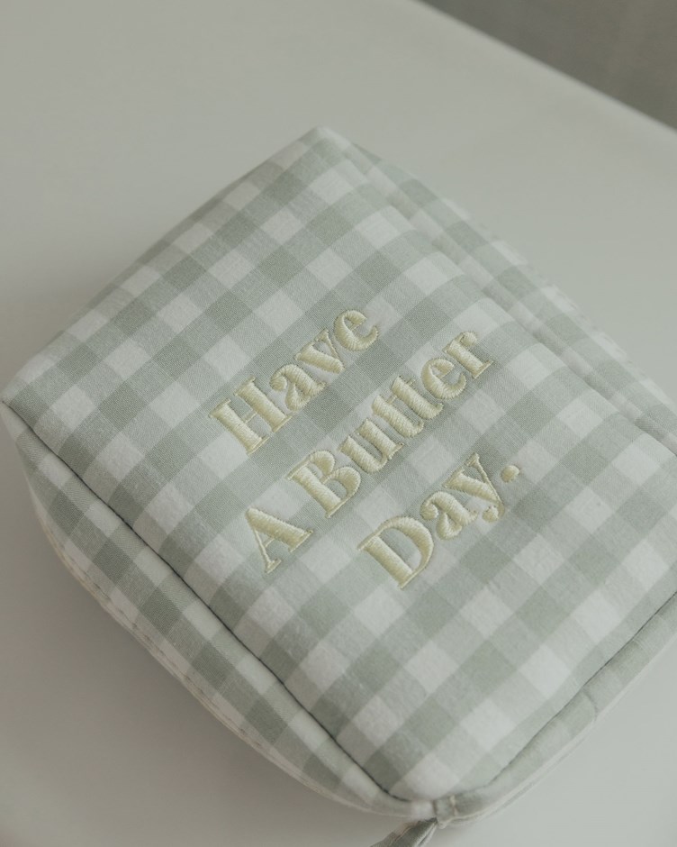 奶油格紋補妝包