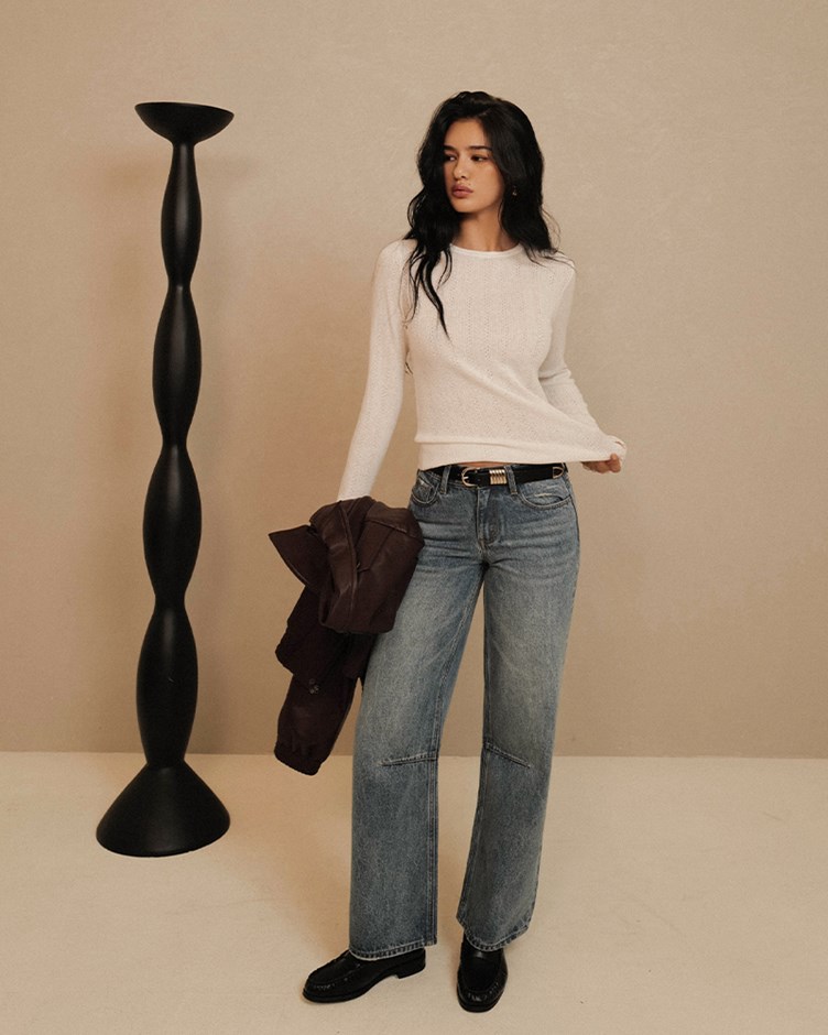 混羊毛針織紋路上衣(The Elaru label 聯名款-Eleanore)