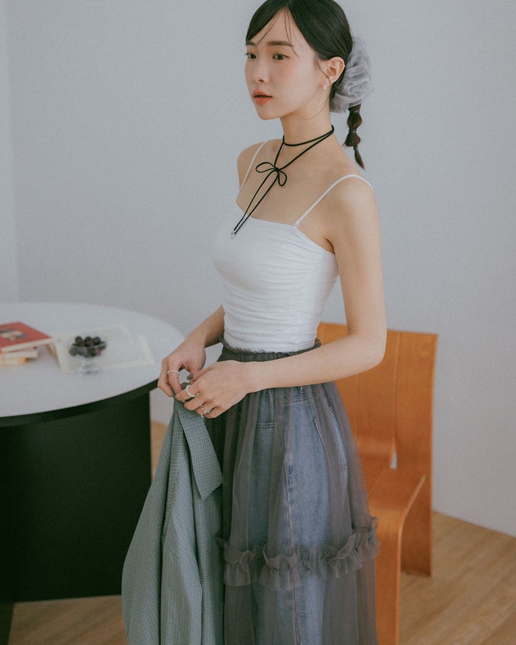 PROJECT.M 細肩抓皺平口BRA TOP