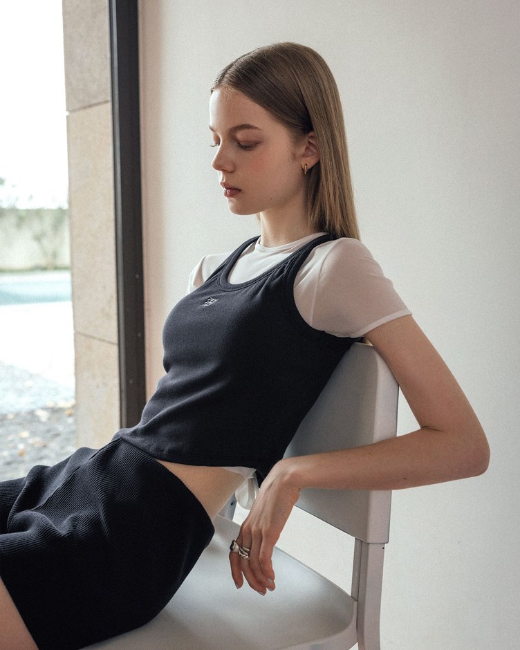 MIT品牌LOGO刺繡削肩BRA TOP