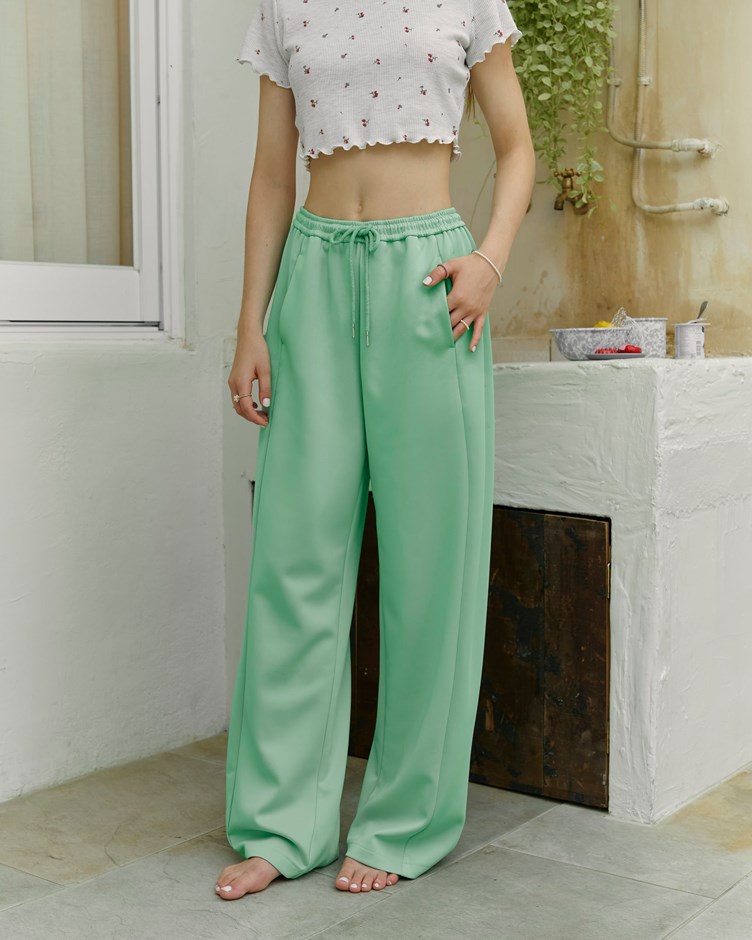 涼感休閒挺版抽繩寬褲