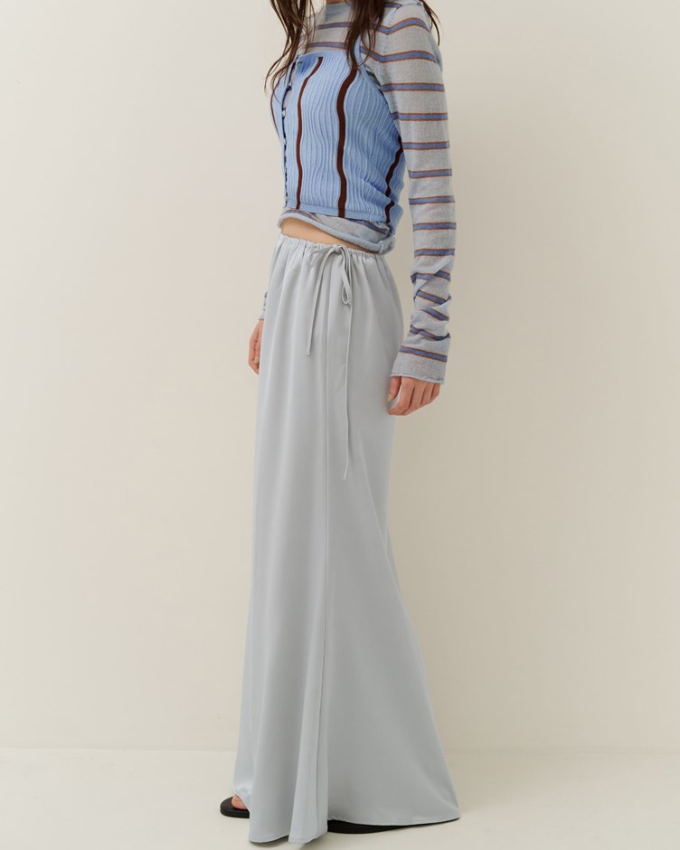 側抽繩霧光澤鬆緊魚尾裙