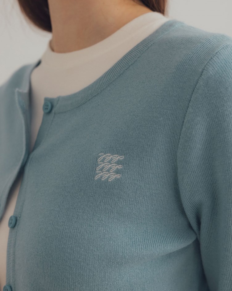 品牌LOGO刺繡圓領針織上衣外套