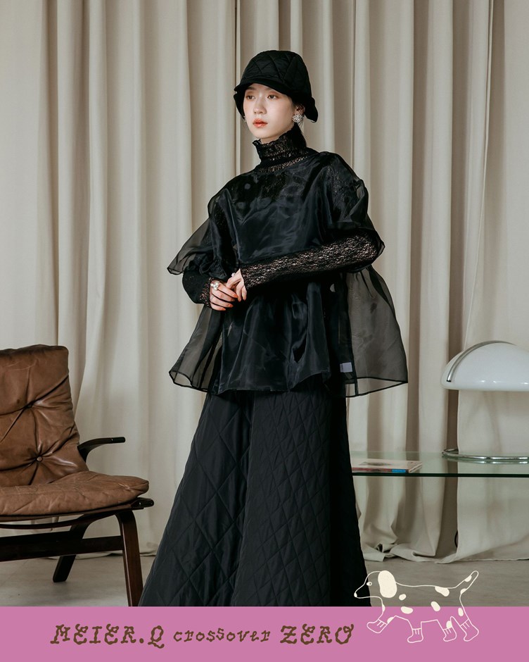 zero-空氣層次透紗寬版上衣