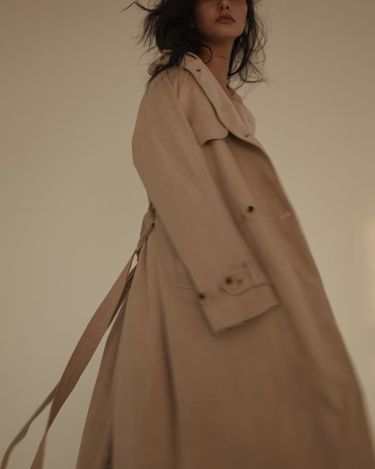 HER Long Belted Trench Coat