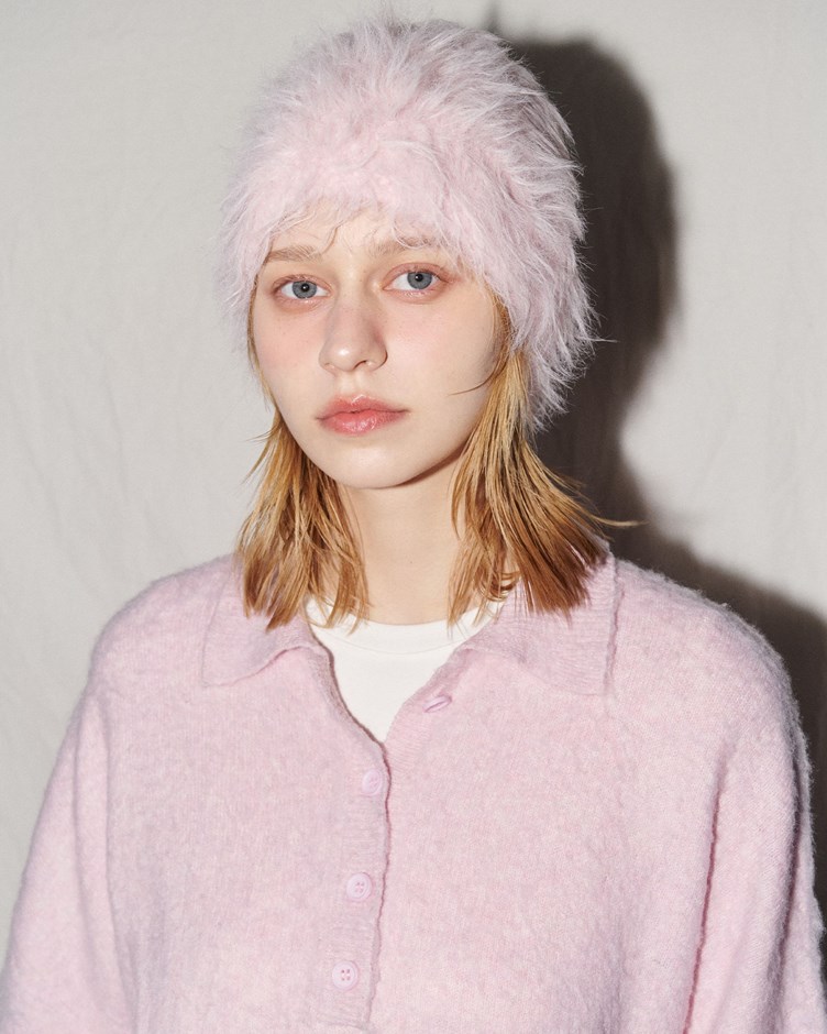 暖絨磨毛感翻領針織毛衣