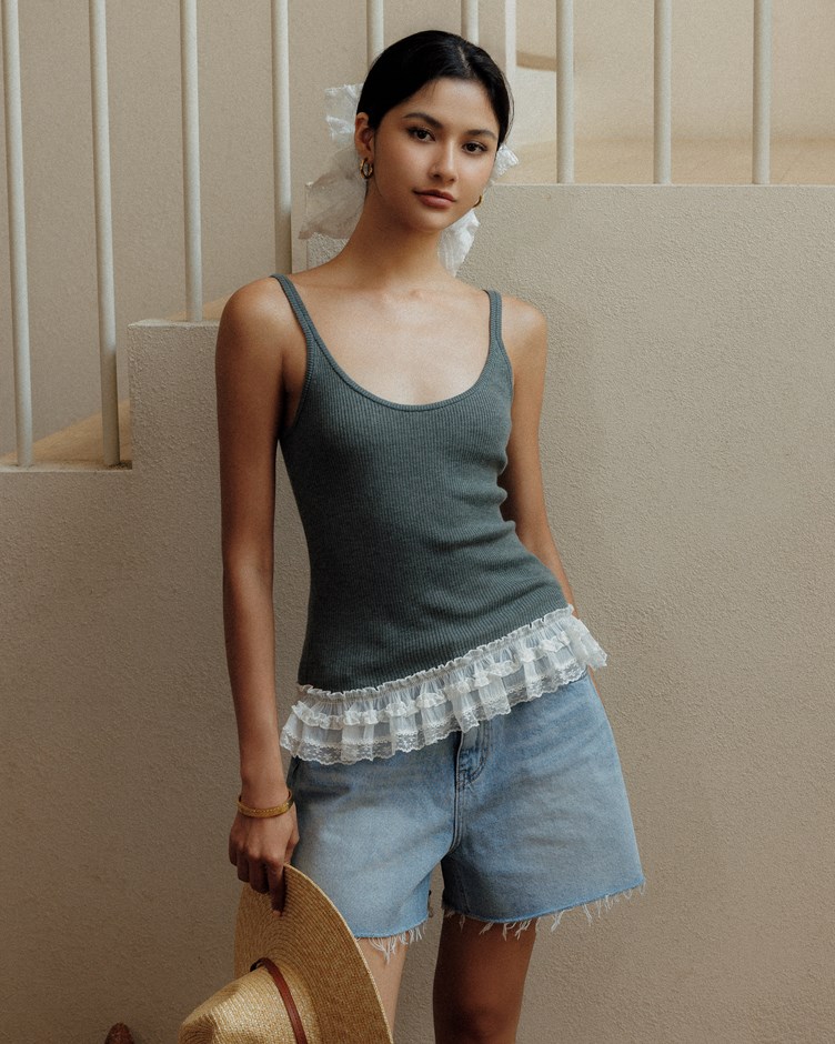 輕甜感澎澎蕾絲背心