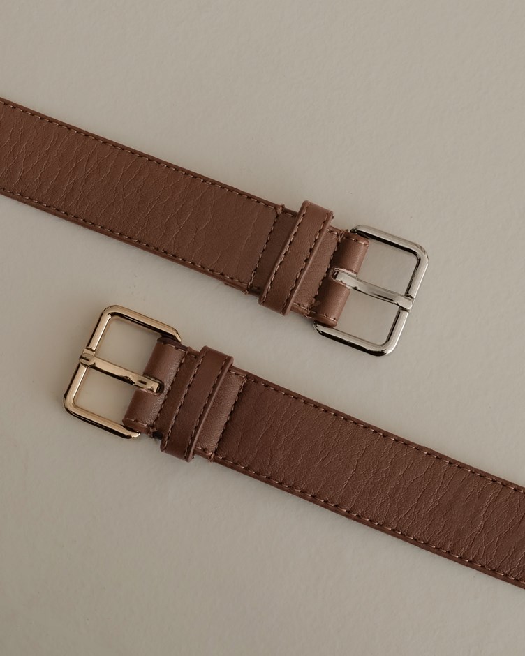 自訂款牛皮金棕皮帶