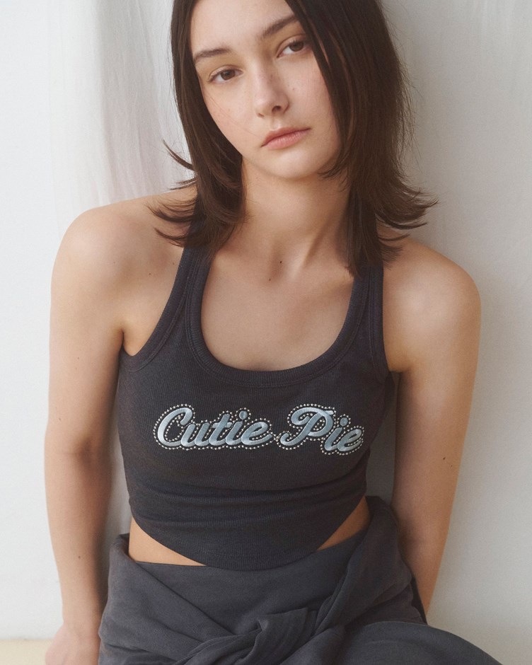LOGO刺繡削肩BRA TOP