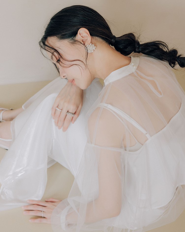仙女輕透感網紗上衣(附背心)