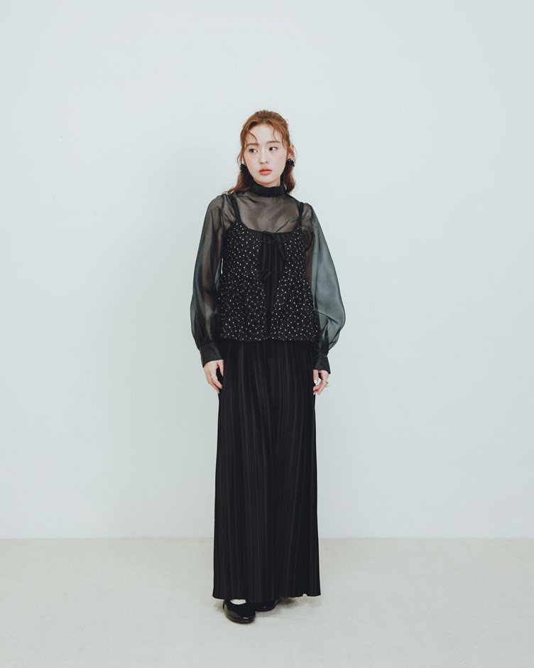 小花蕾絲綁繩背心