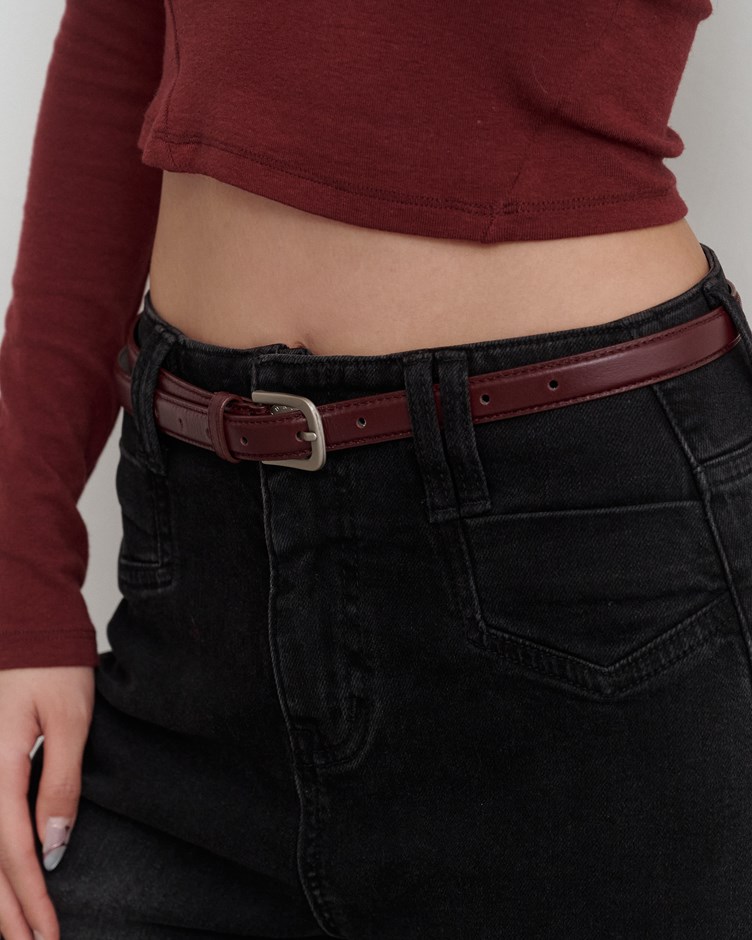 Classic Leather霧銀扣真皮皮帶