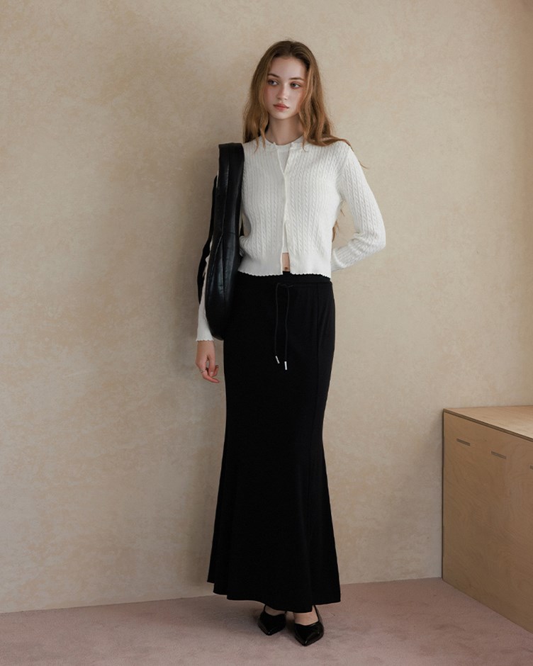 圓弧麻花排釦針織上衣