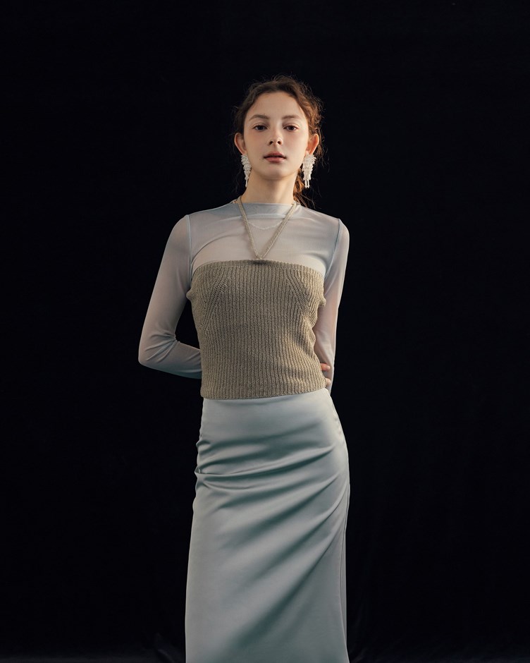 混色綁帶平口針織背心