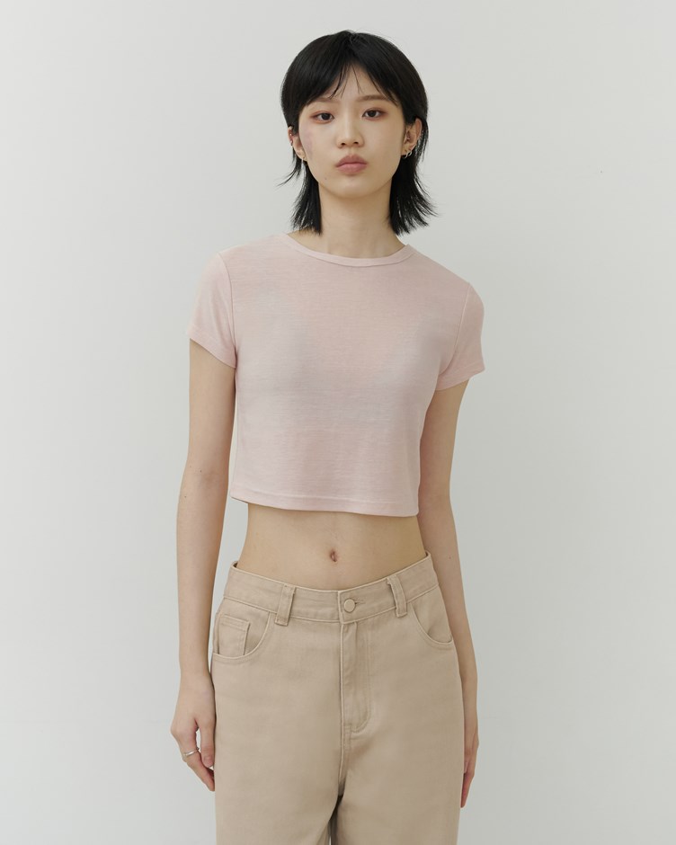 透膚紋理短版TEE