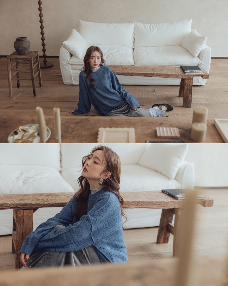 雨點洞洞寬鬆針織上衣