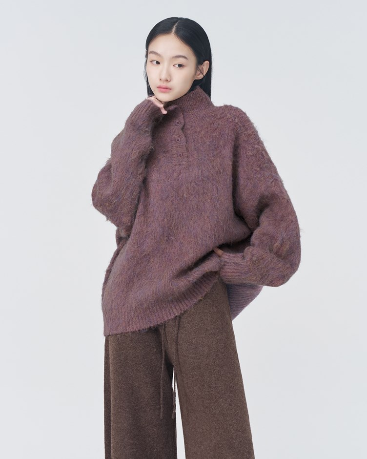 馬海花紗翻領毛衣