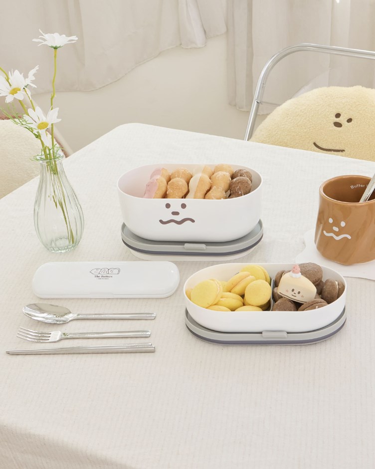 【LiFE RiCH】奶油家族聯名輕伴盒餐具組（一組含兩盒＋餐具組＋束環+隔熱手提袋+分隔片）