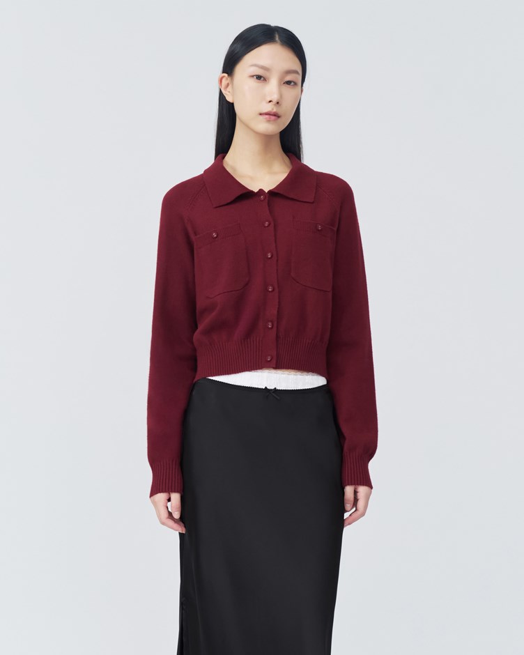 翻領針織開襟衫