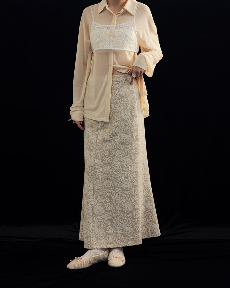 日系緹花針織魚尾裙