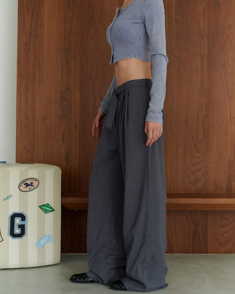 GGC刺繡織紋雙褶西裝褲(附腰帶)(金針菇&黃大謙聯名款)