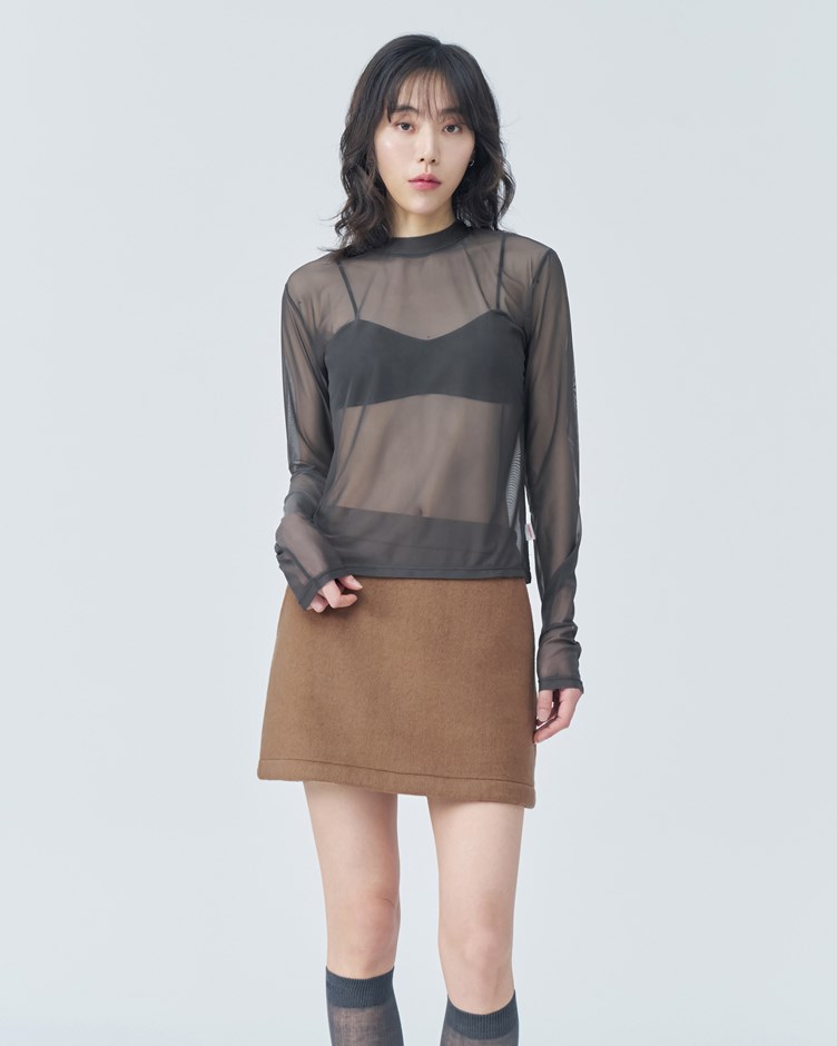 彈性網紗透膚上衣