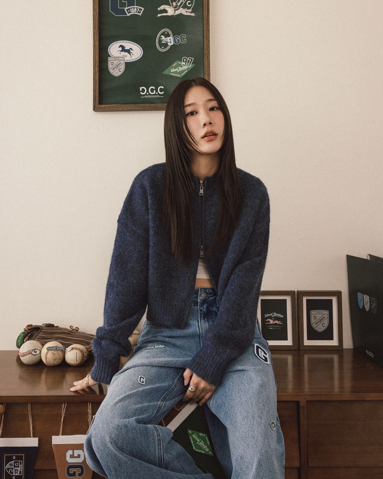 磨毛立領雙拉鍊針織上衣外套(金針菇&黃大謙聯名款)