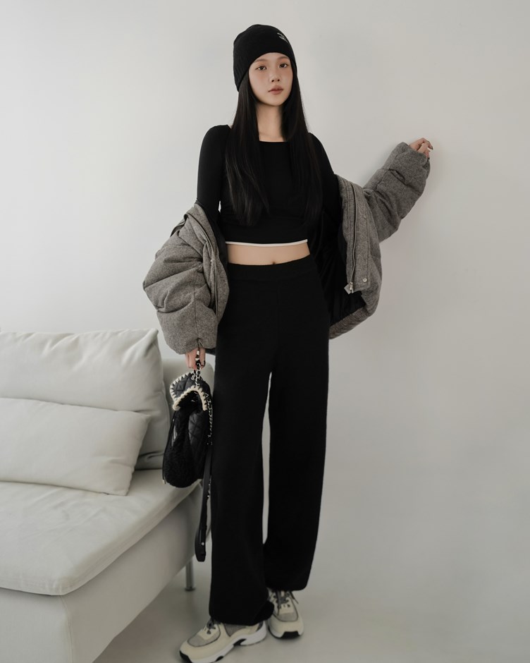 內抽繩針織縮口長褲