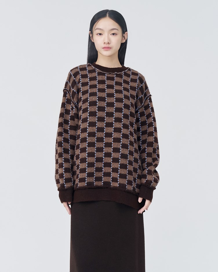 磨毛感格紋毛衣
