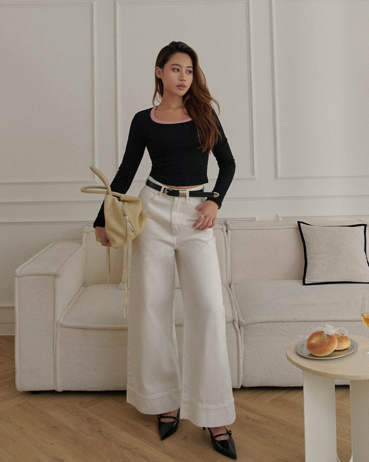 舒適方圓領長袖上衣