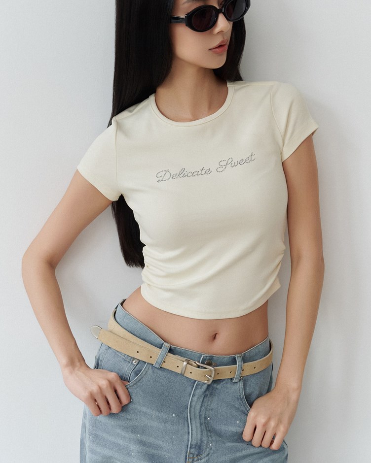 精緻水鑽字母短TEE