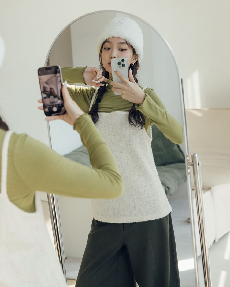 細閃毛絨感細肩背心