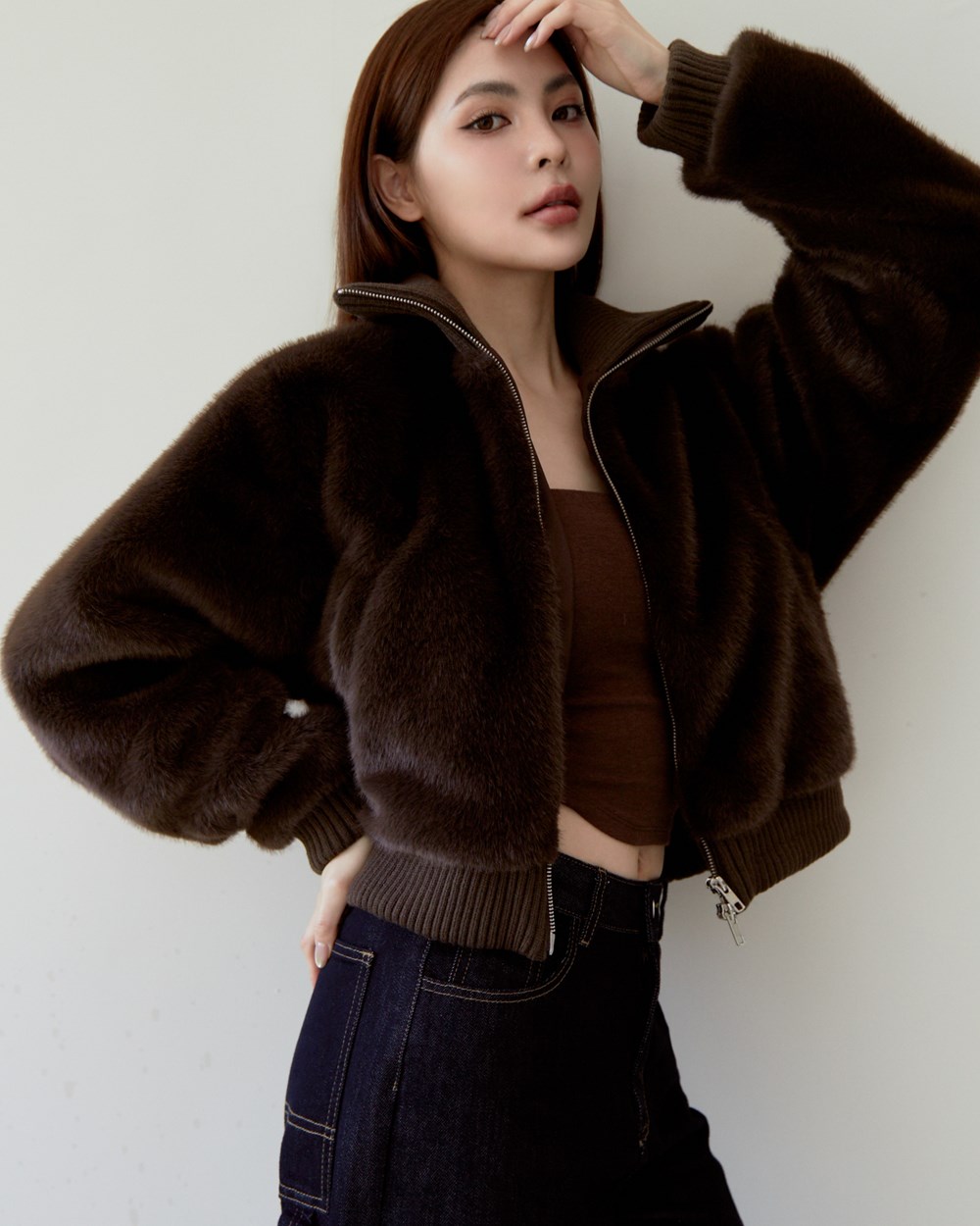 高級感貂毛翻領外套